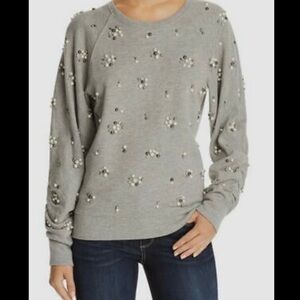 Joie Jesiah Embellished Faux Pearl Pullover Sweatshirt